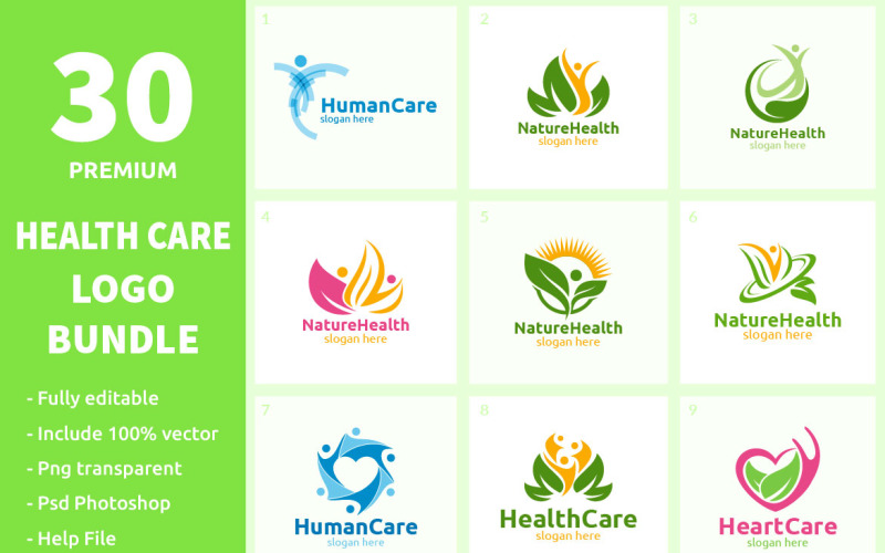 30+ Health Care Logo Bundle Logo Template
