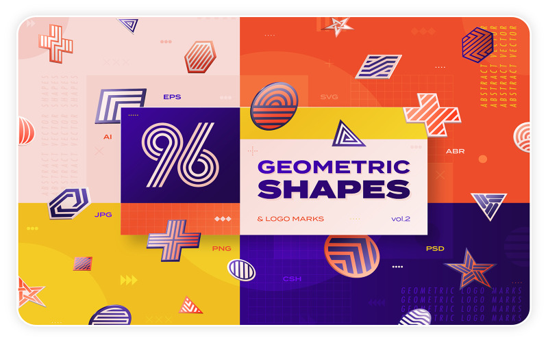96 Geometric Shapes & Logo Marks Collection Vol2 - Vector Image Vector Graphic