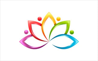 Lotus Yoga Colorful Vector Logo Design