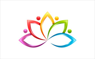 Lotus Yoga Colorful Vector Logo Design