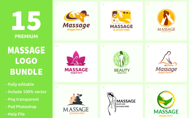 15 Massage Logo Bundle Logo Template