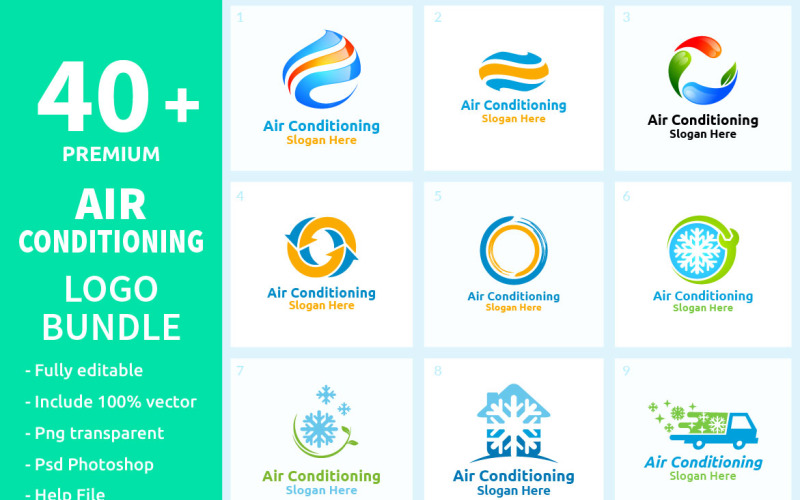 40+ Air Conditioning Logo Bundle Logo Template