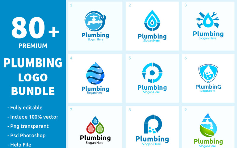 80+ Plumbing Logo Bundle Logo Template