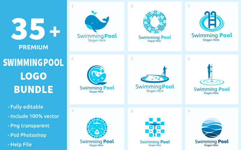 35+ Swimming Pool Logo Bundle Logo Template
