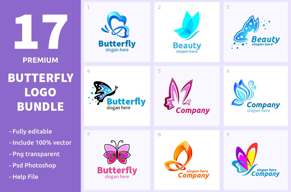 Kit Graphique #165503 Butterfly Logo Divers Modles Web - Logo template Preview