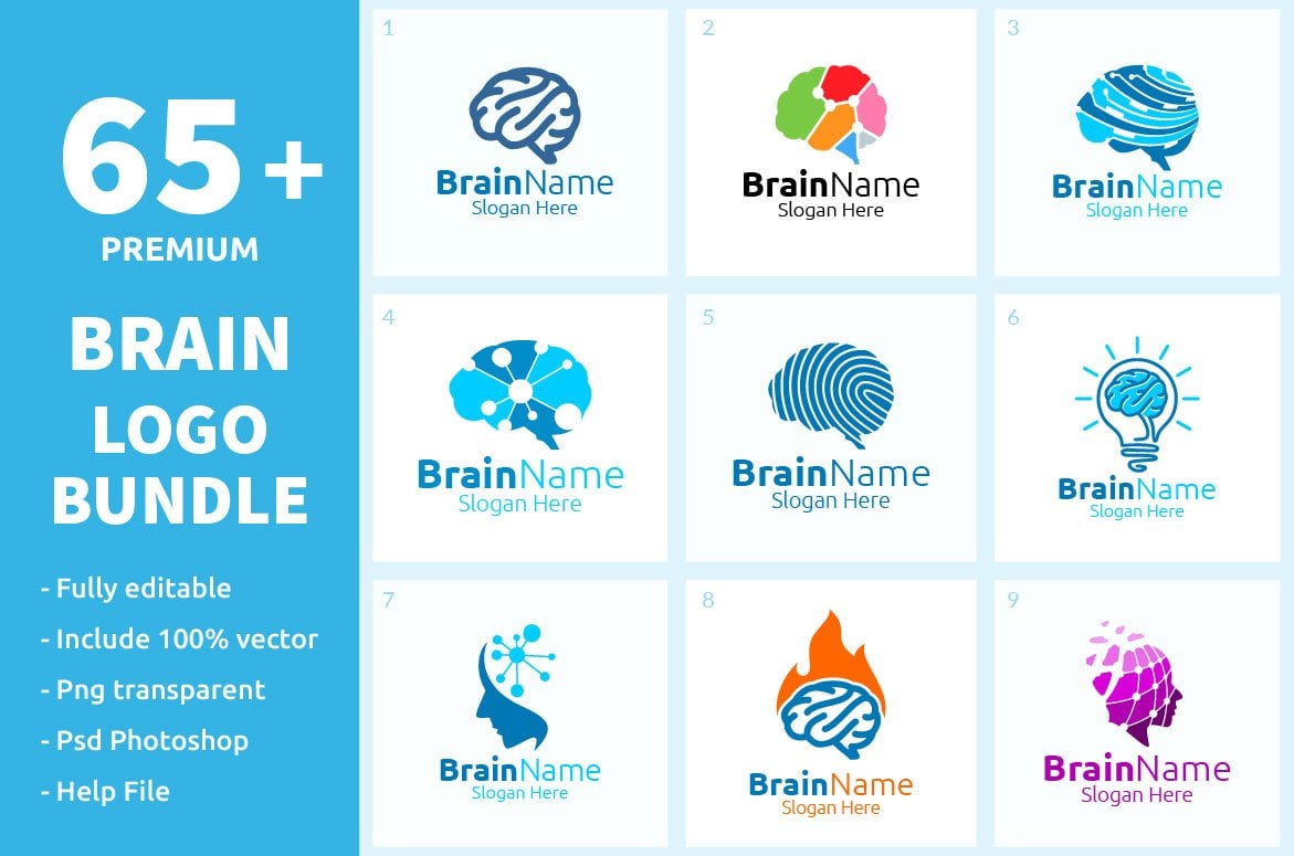 Kit Graphique #165506 Brain Logo Divers Modles Web - Logo template Preview