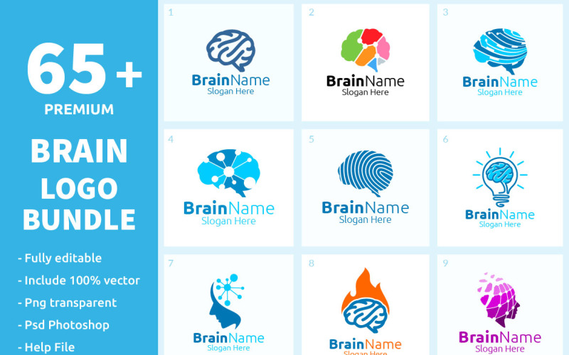 65+ Brain Logo Bundle Logo Template