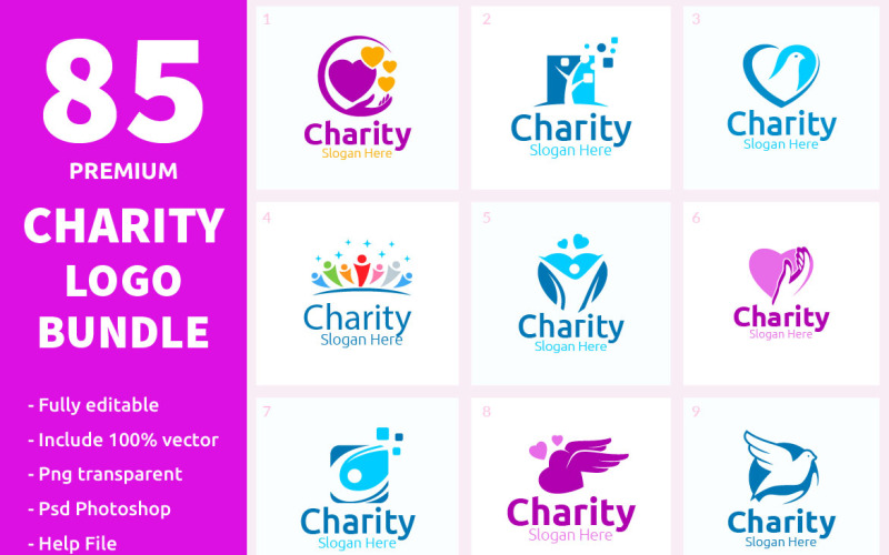 80+ Charity Logo Bundle Logo Template
