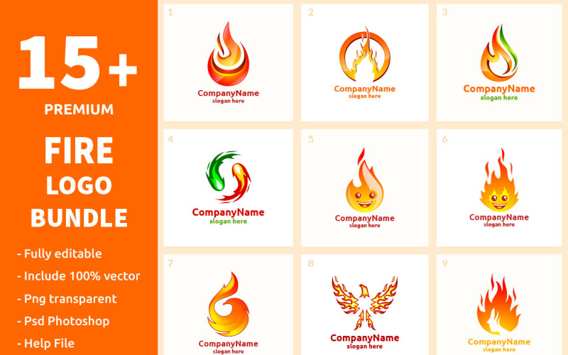 15+ Fire Logo Bundle Logo Template