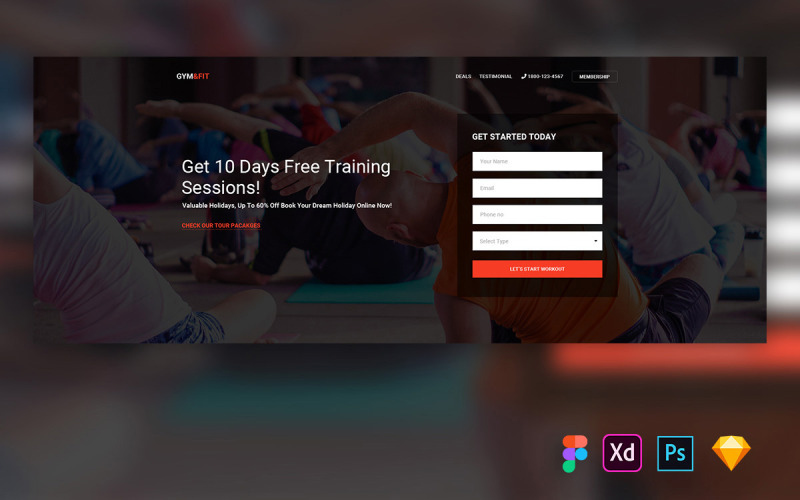 Hero Header for Fitness Websites UI Element