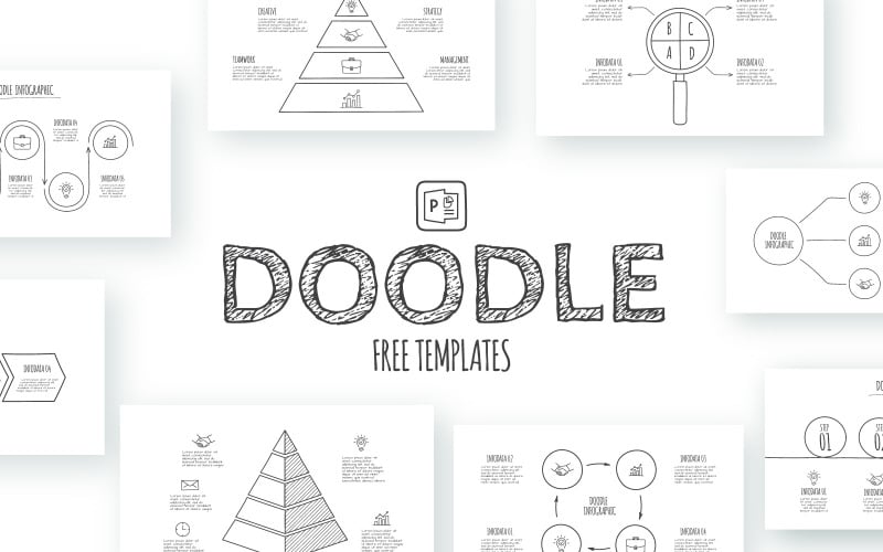 Free Doodle Animated Infographics PowerPoint template PowerPoint Template