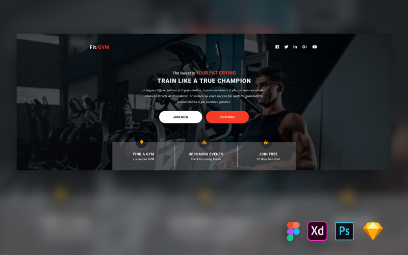 Hero Header for Fitness Websites UI Element