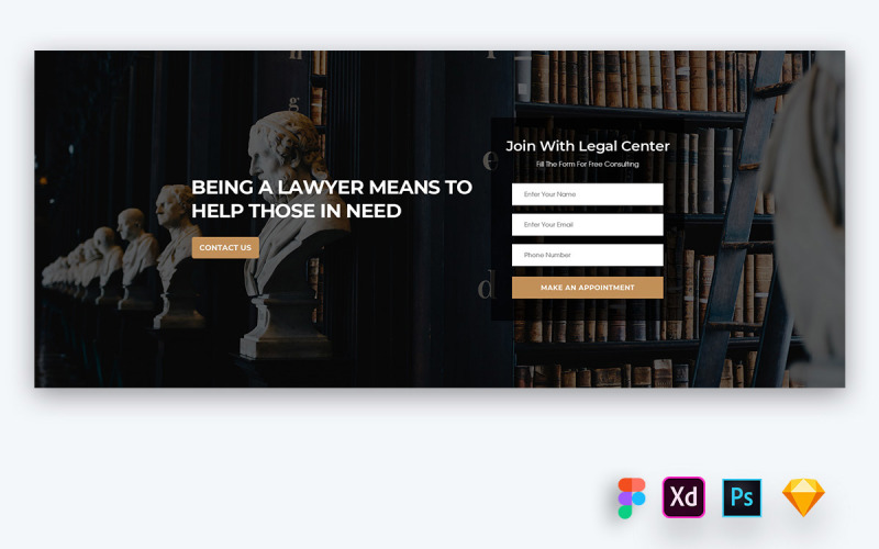 Hero Header for Lawyer Agency Websites UI Element