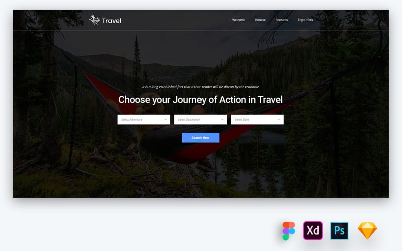 Hero Header for Travel Agency Websites UI Element