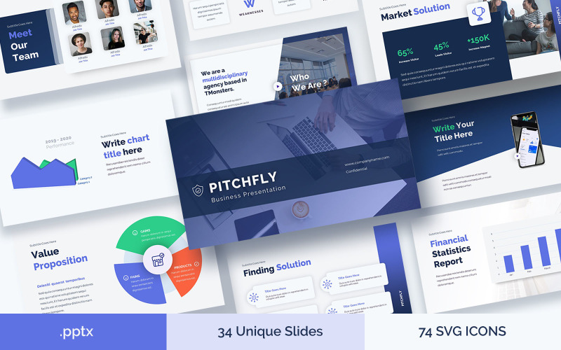 Pitchfly – Business Startup & Agency Pitchdeck Powerpoint Template PowerPoint Template