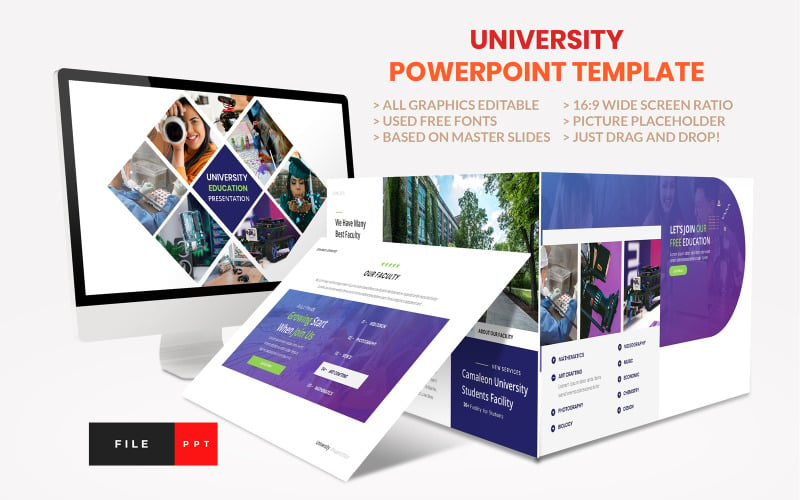 University - Education College PowerPoint template PowerPoint Template