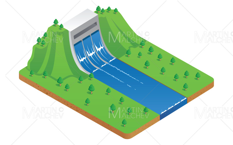 Hydro Energy Plant Illustration