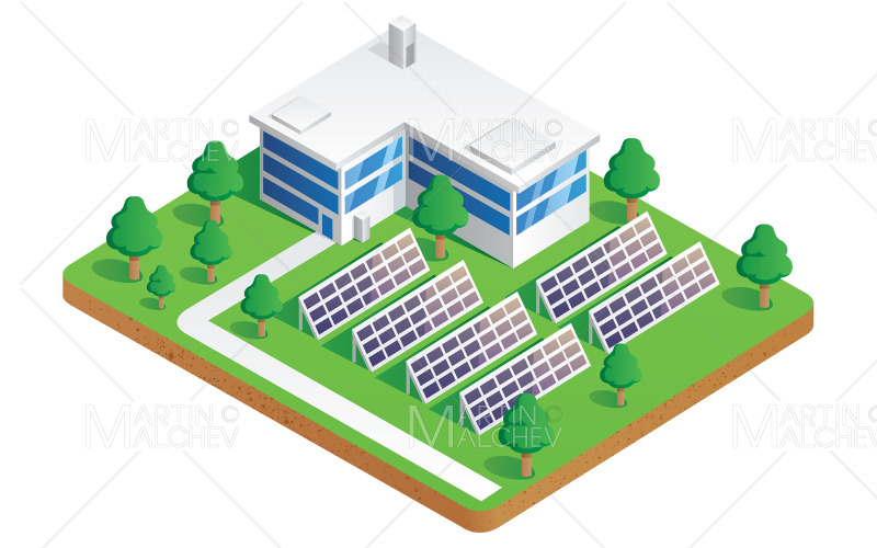 Solar Energy Plant Illustration