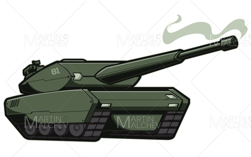 Tank On White Illustration