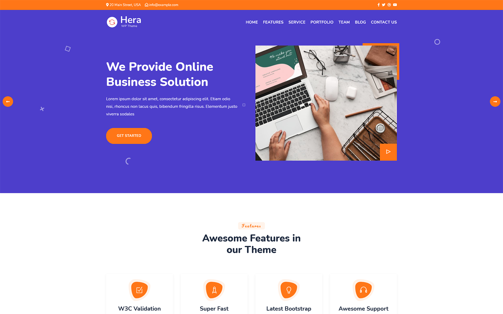 Hera - Digital Agency One page WordPress Theme