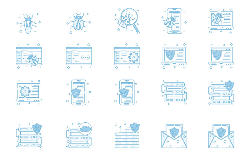 Cyber Security and Coding Icons Icon Set