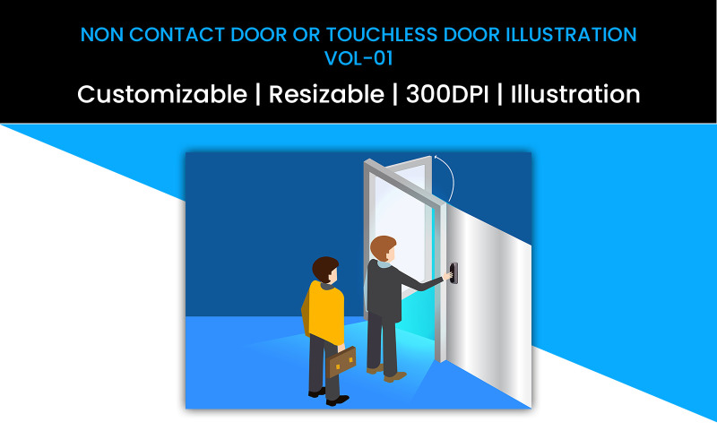 Non Contact Door or Touchless Door Concept Illustration