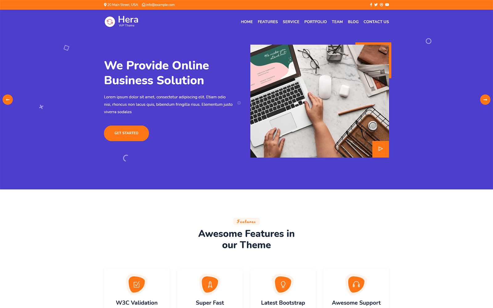Reszponzív Hera - Digital Agency One page WordPress Theme WordPress sablon 165931