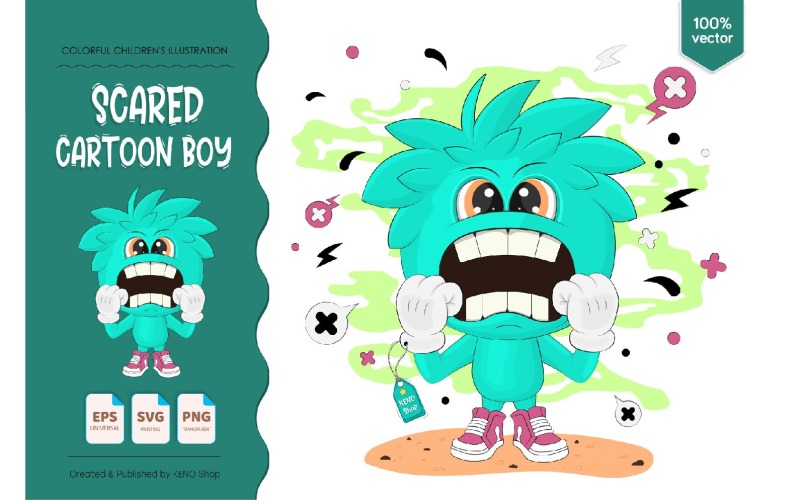 Scared Cartoon Boy - Vector Image Vector Graphic