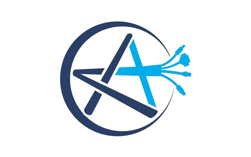 Technology Cable Abbreviation Letter A Logo Template