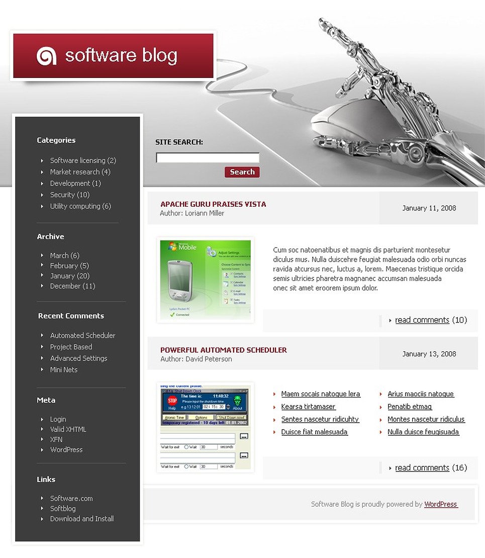 Theme software wordpress