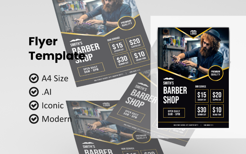 Barber Shop Flyer Template Corporate Identity