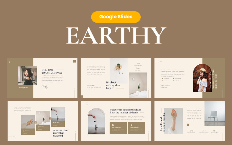Earthy Elegant GoogleSlide Presentation Template Google Slide