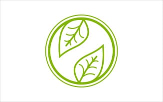 Circle Green Leaf Vector Logo Template