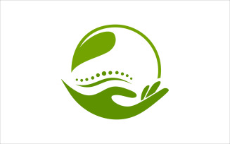 Hand Leaf Care Vector Logo Template