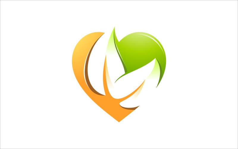 Leaf Heart Care Colorful Vector Logo Logo Template