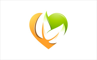 Leaf Heart Care Colorful Vector Logo