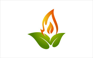Flame and Leaf Vector Logo