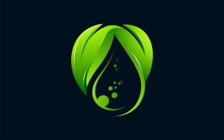 Green Leaf Water Vector Logo