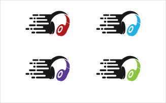 Headphone and Move Symbol Vector Logo