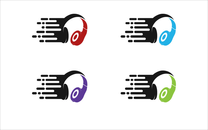 Headphone and Move Symbol Vector Logo Logo Template