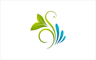Leaf and Water Abstract Vector Logo