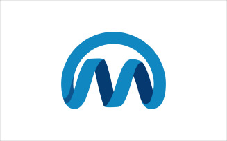 M Shape Ribbon Vector Logo