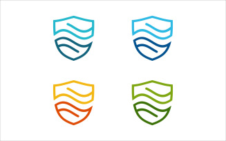 Shield Water Flow Vector Logo