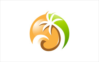 Simple Circle Beach Vector Logo