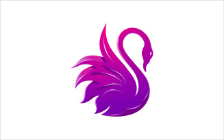 Swan Bird Colorful Vector Logo Template