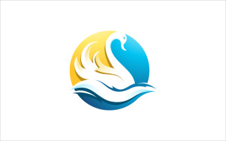 Swan Bird Water Colorful Vector Logo