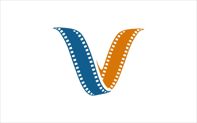 V Roll Film Vector Logo Logo Template