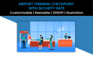 Airport Terminal Checkpoint With Security Gate