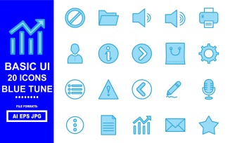 20 Basic UI Blue Tune Icon Pack