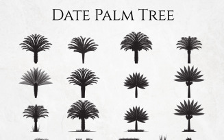 Date Palm Tree Silhouette Element Set